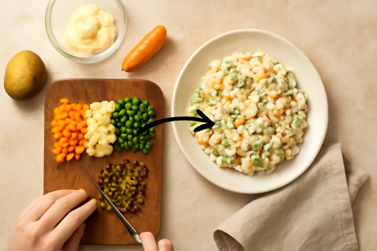 Insalata russa fatta in casa: il taglio delle verdure che cambia la percezione del gusto